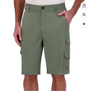 Iron Co. Men's Flex Stretch Waistband Hybrid Cargo Shorts Green Size 36